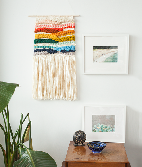 Here Comes the Sunwoven: A plush rainbow weaving hand-made just for us.