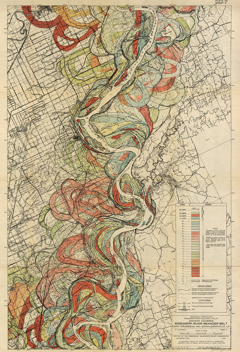Harold Fisk's Plate 22, Sheet 4, Ancient Courses Mississippi River