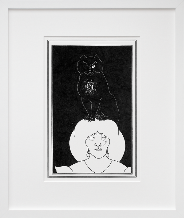 The Black Cat by Aubrey Beardsley in white frame