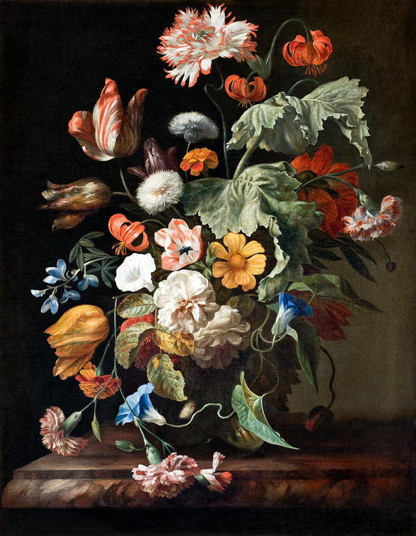 Flowers in a Glass Bowl