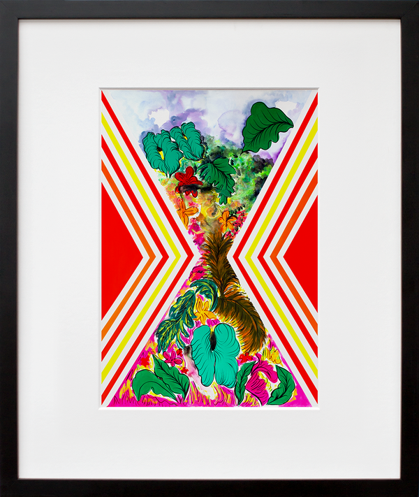 Tropical Geometries Ruana Interruption (Red and Gold)