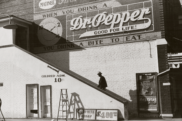 Jitterbugging in Negro juke joint, Saturday evening, outside Clarksdale, Mississippi - and - A Negro going in the Entrance for Negroes at a movie theater, Belzoni, Mississippi (pair)