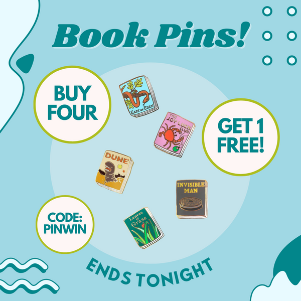 Ends tonight! Buy 4 Book Pins, get 1 FREE 📚📌