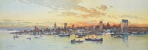 NYC at sunset: this vintage panorama puts the city in perspective