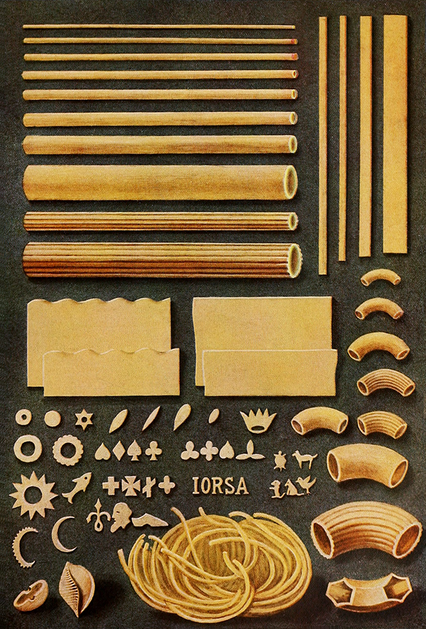 Reclining noods: this vintage pasta chart is carb paradise.