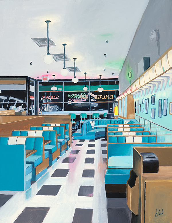 New artist! Pull up a seat at Jennifer Warren’s pastel diner painting.