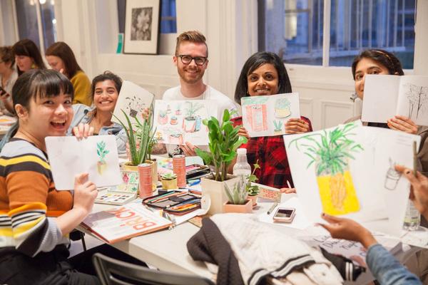 Take a peek inside our plant drawing party with The Sill + Julia Rothman!