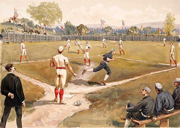 Batter up! A retro baseball watercolor that knocks it outta the park