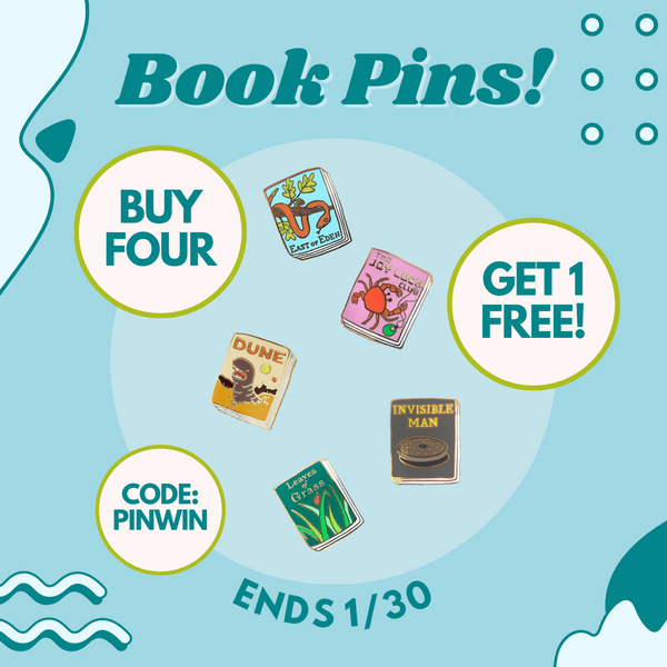 Buy 4, get 1 FREE Book Pins! 📚