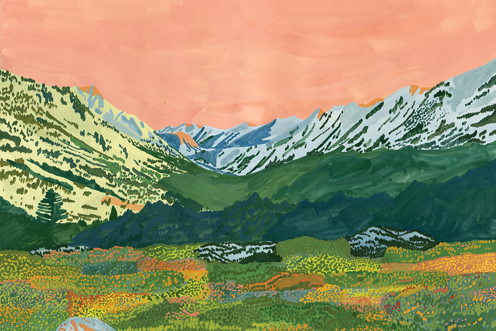水彩画(風景)№200 4782_ArielLee_AlpineGlowintheV