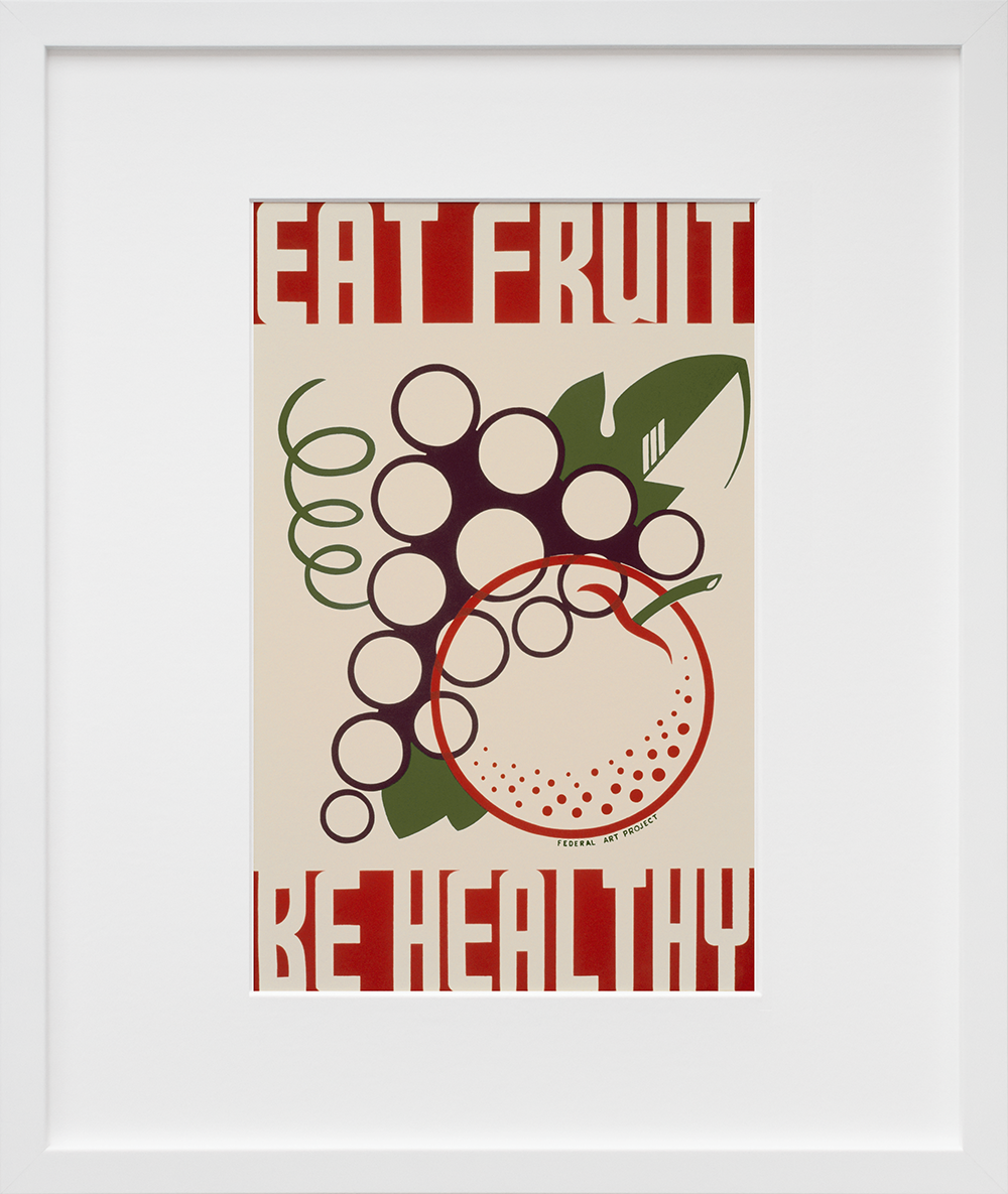 Eat Fruit Be Healthy in a white frame