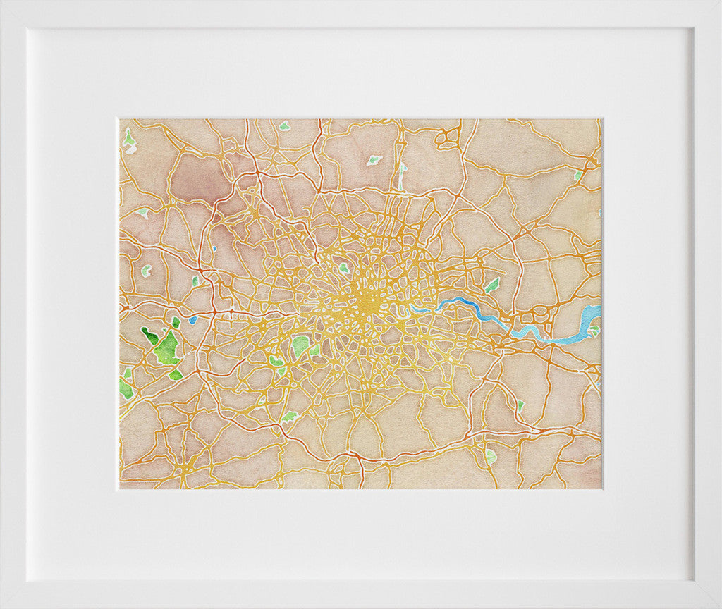 Watercolor London in a white frame