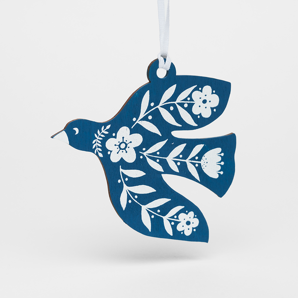 Load image into Gallery viewer, Jen Hewett Bird Ornament (blue)
