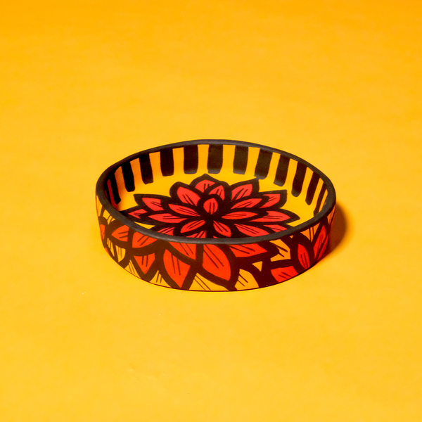 Ceramic Matte Catchall (red and orange flower)
