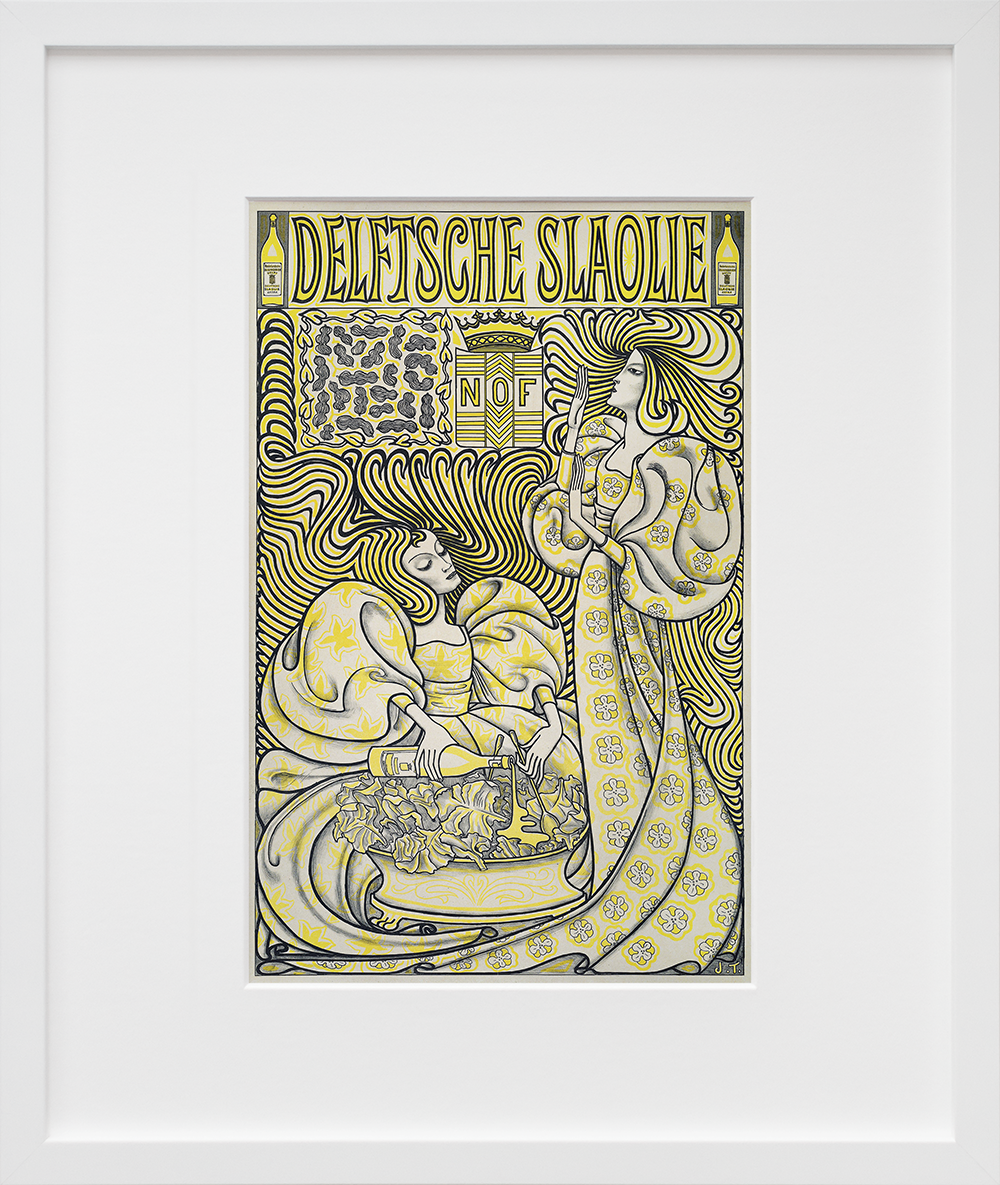 Poster for Delft Salad Oil (Salad Witches) in a white frame