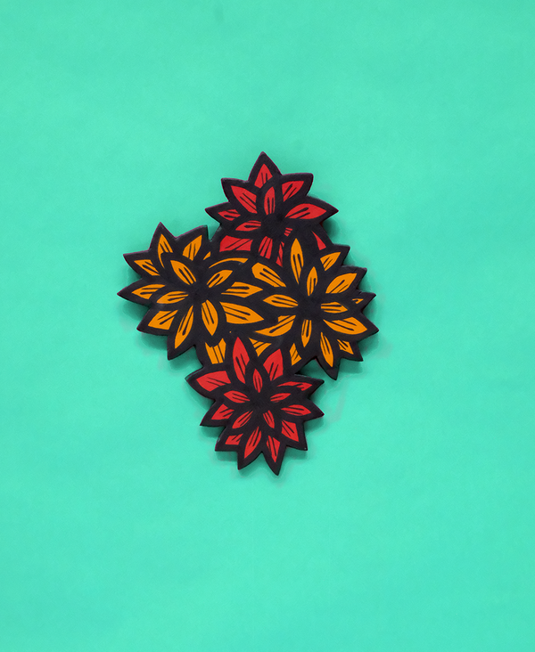 Load image into Gallery viewer, Wall Flower Tile (red and orange)
