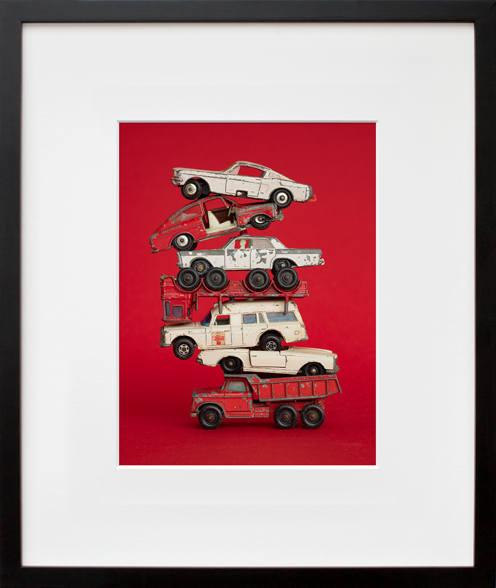 Red & White in a black frame