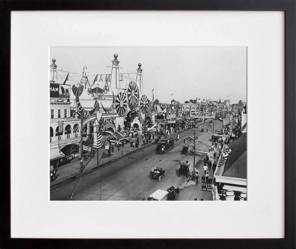 Coney Island, Luna Park and Surf Avenue, 1912 in a black frame