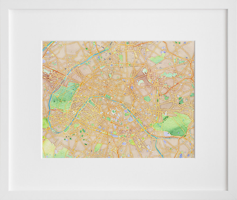 Watercolor Paris in a white frame
