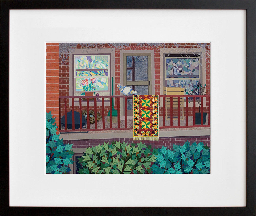 Beating the Rug in a black frame