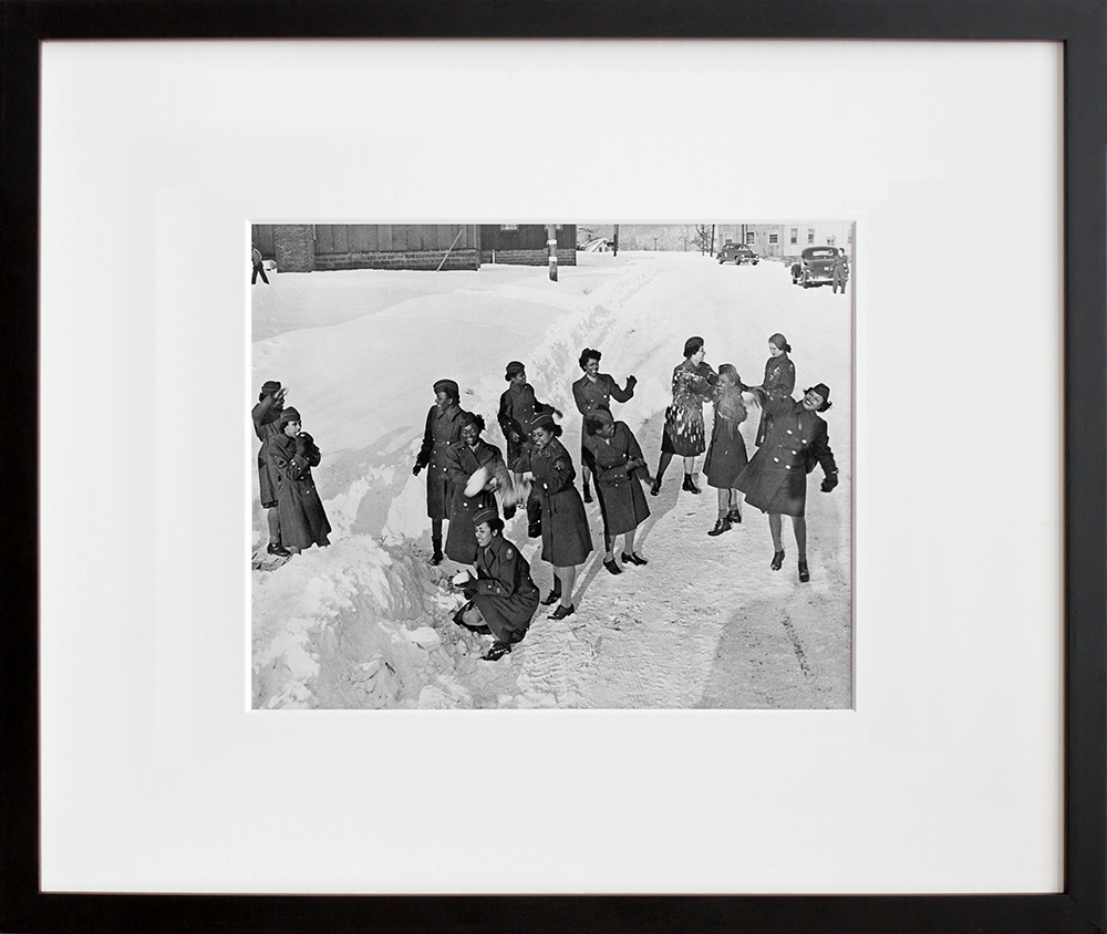 African American Women's Army Corps in the Snow in a black frame
