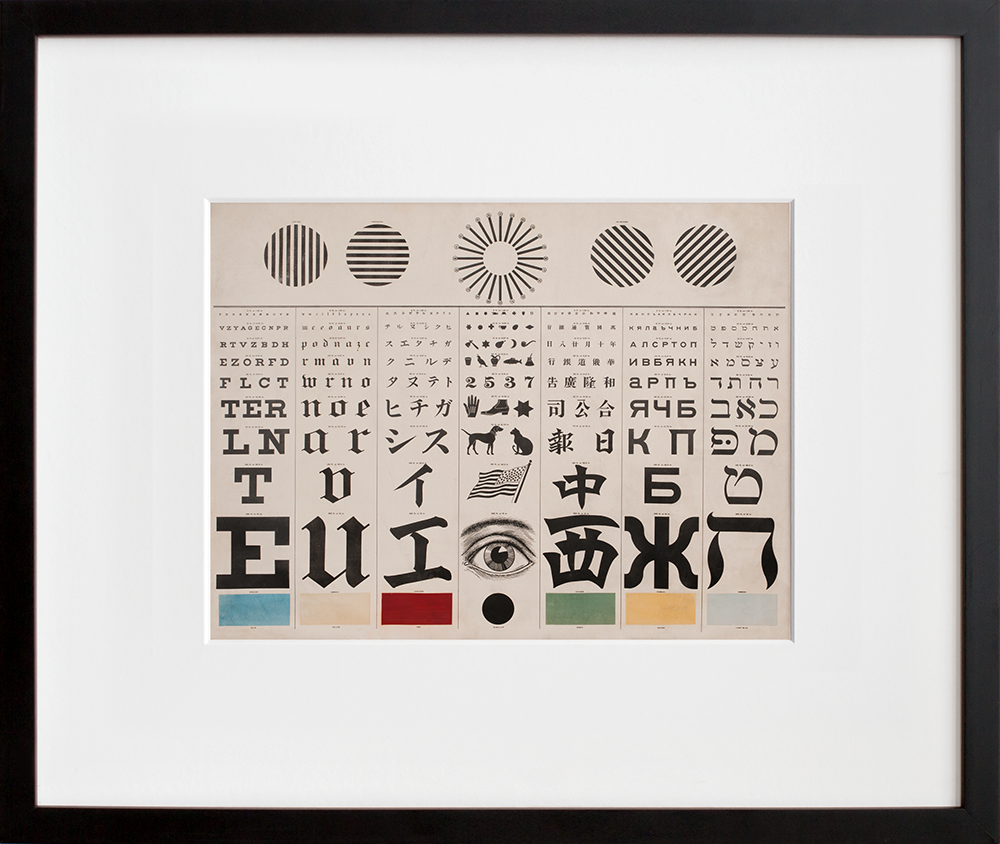 Eye Test Chart in a black frame