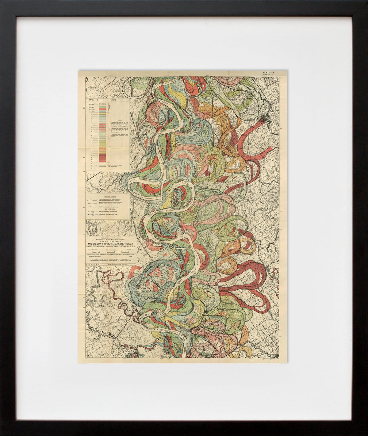 Plate 22, Sheet 7, Ancient Courses Mississippi River Meander Belt in a black frame