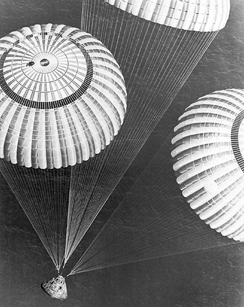 GPN-2002-000059: Apollo 17 descending under three parachutes
