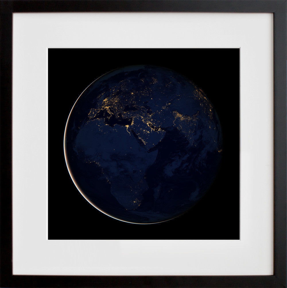 Black Marble (Europe and Africa) in a black frame