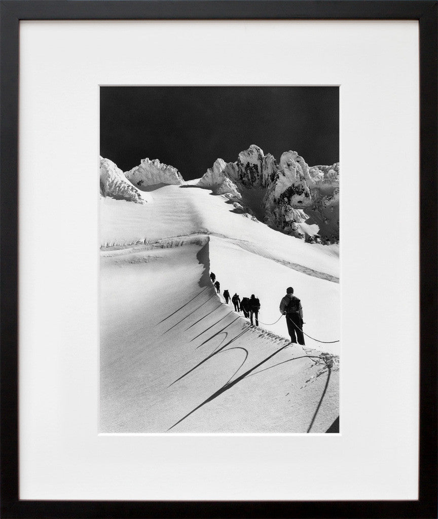 Mazamas Making Their Way up the Hogsback towards the Summit of Mt. Hood, 1963 in a black frame