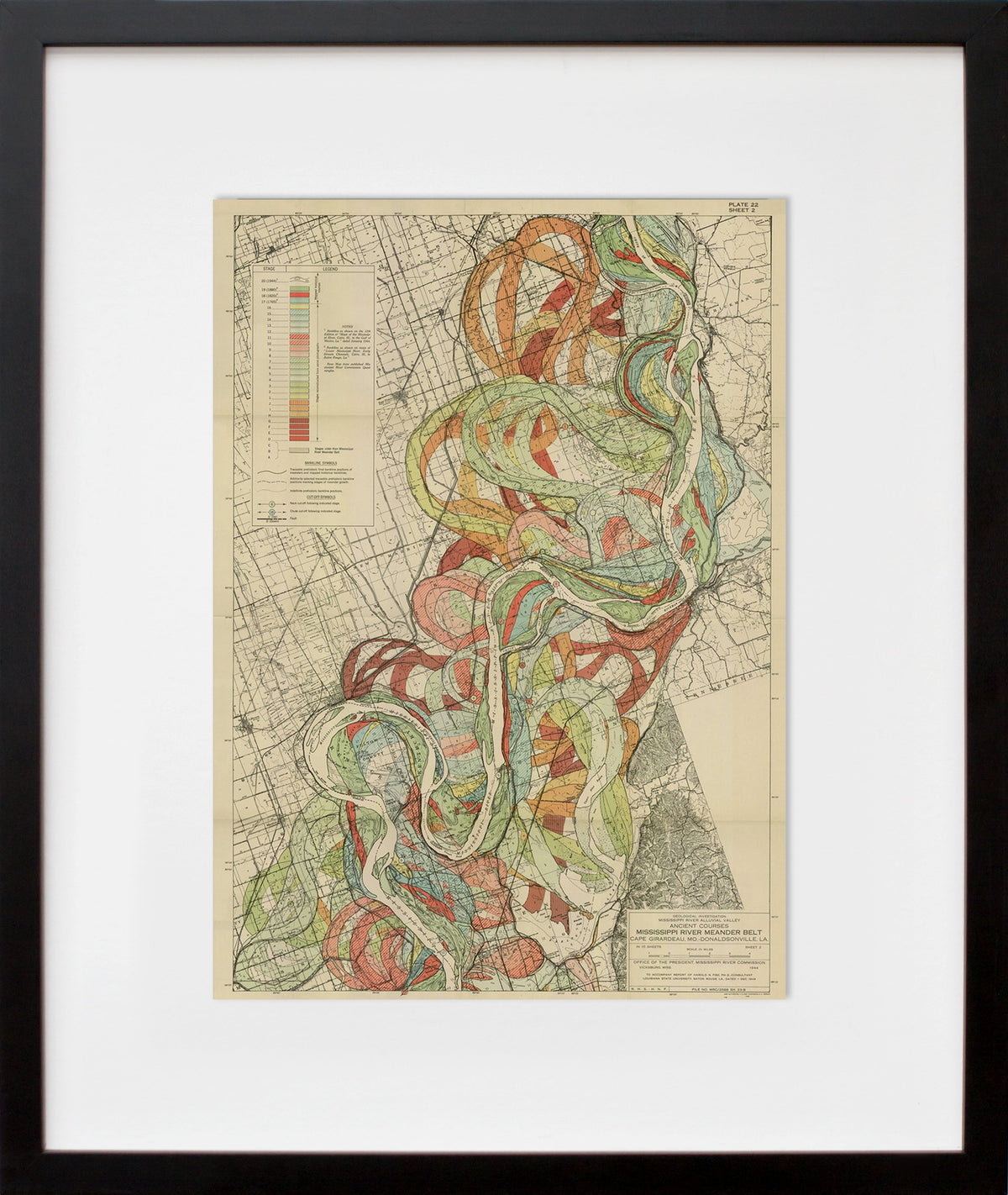 Plate 22, Sheet 2, Ancient Courses Mississippi River Meander Belt in a black frame
