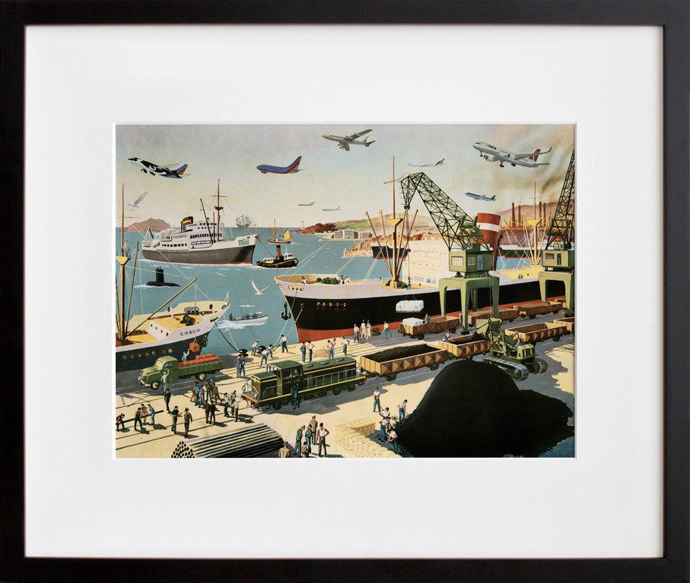 Flying, Shipping and Selling in a black frame