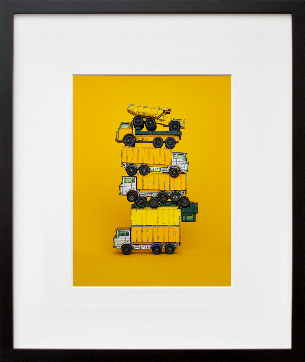 Yellow Pileup in a black frame
