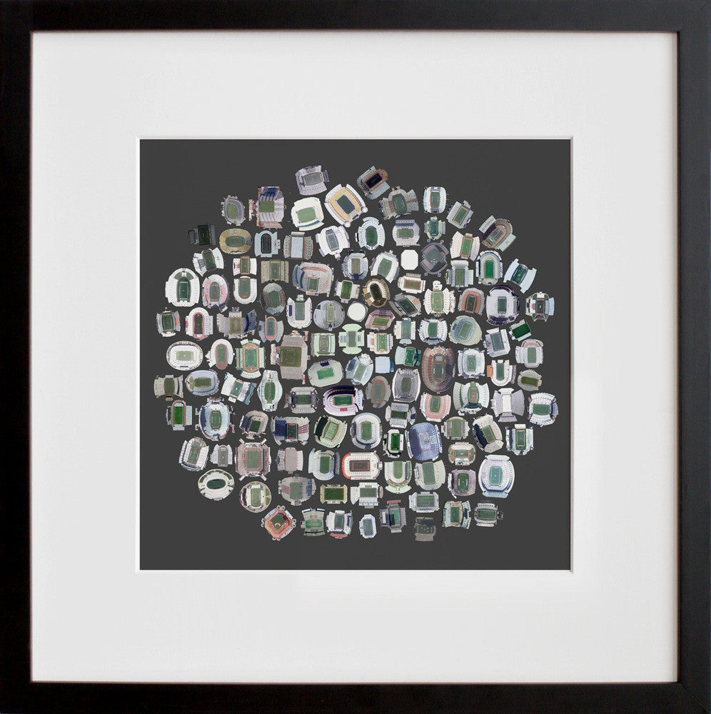 125 Stadiums in a black frame
