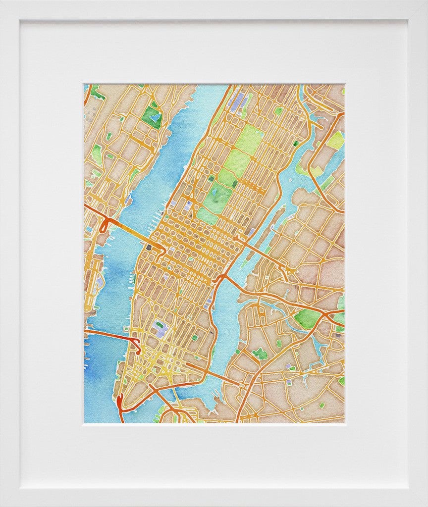 Watercolor New York in a white frame