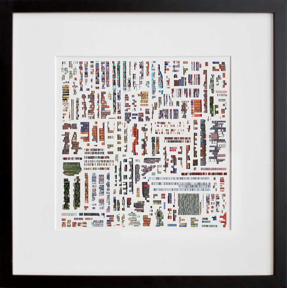 Shipping Containers in a black frame