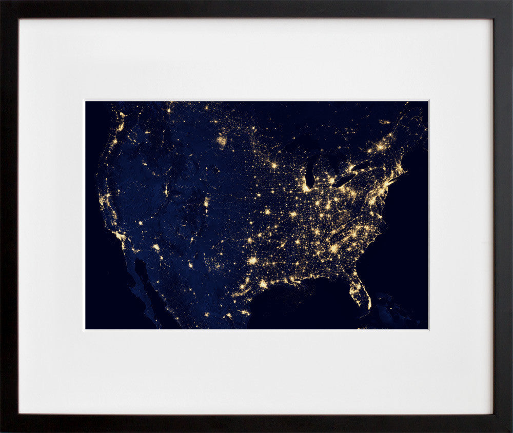 City Lights United States of America in a black frame
