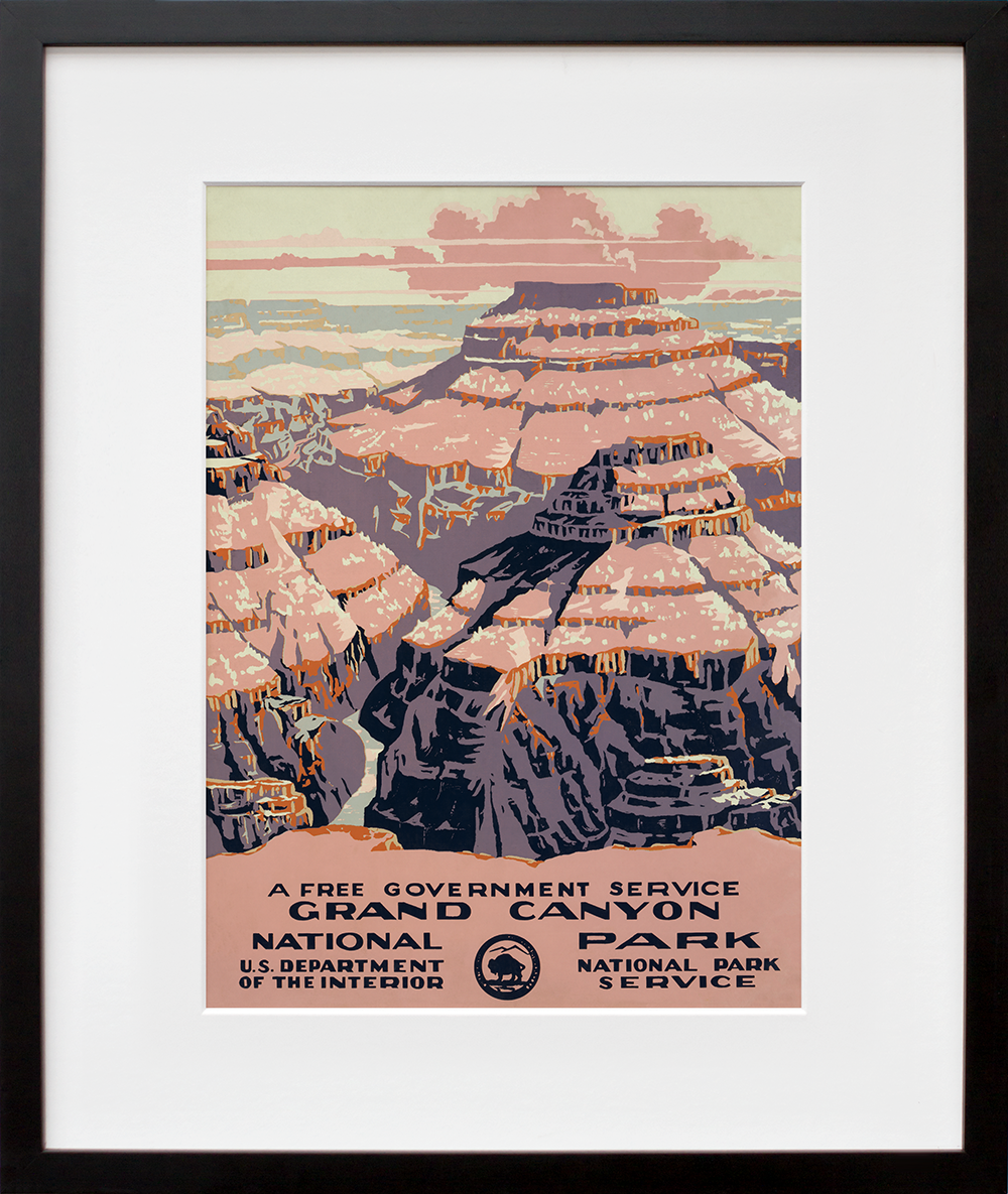 Grand Canyon National Park, a free government service in a black frame