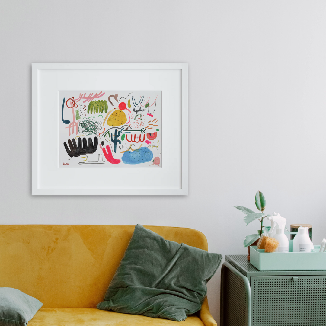 Untitled (a) in a white frame on a wall