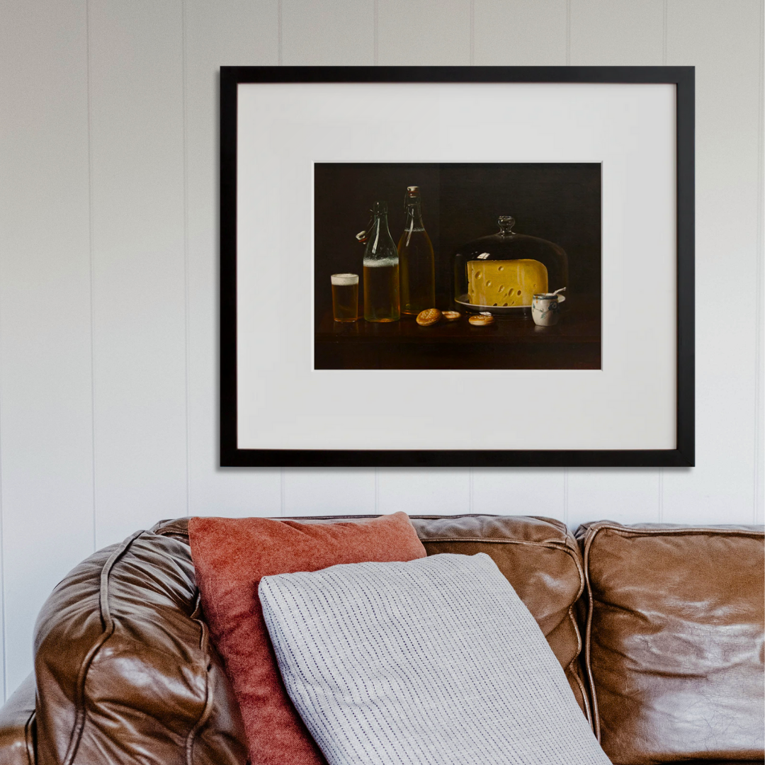 Late Night Snack in a black frame on a wall