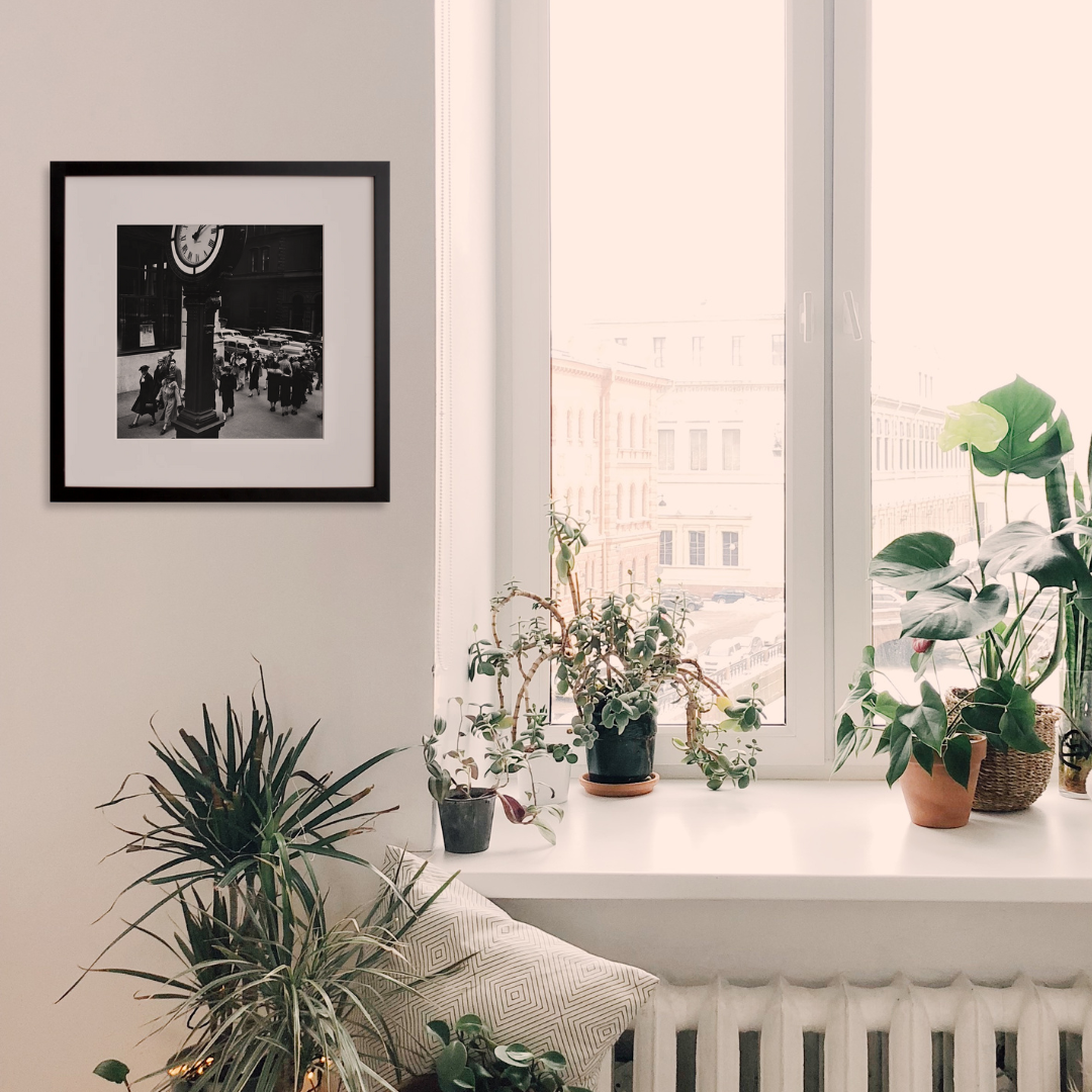 Tempo of the City: I. Fifth Avenue and 44th Street, Manhattan. in a black frame on a wall