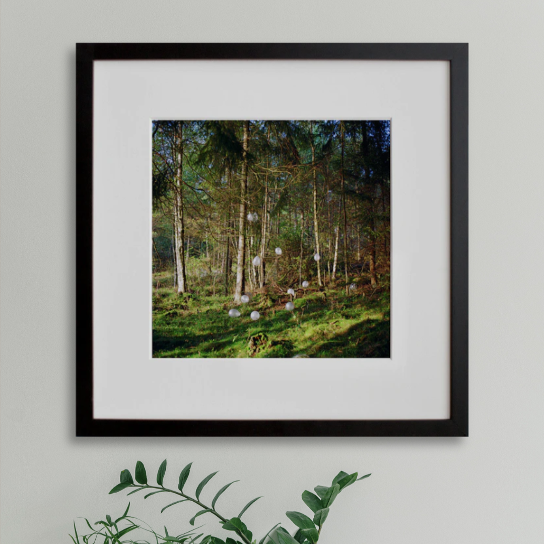 Eivind in a black frame on a wall
