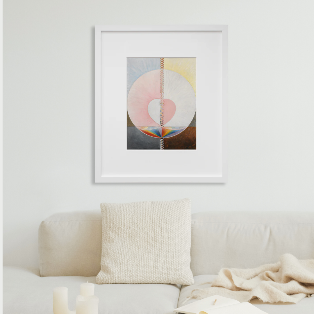 The Dove, No. 1, Group IX/UW in a white frame on a wall