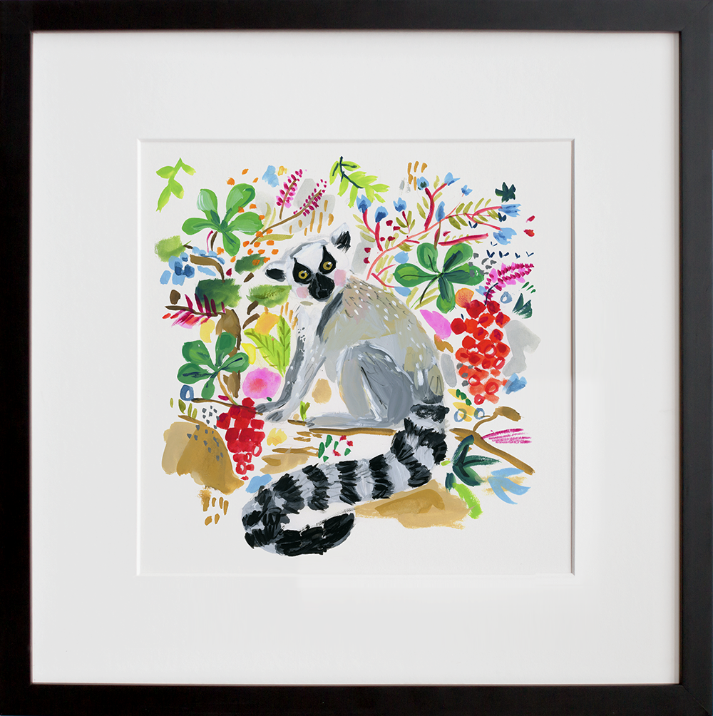 Lemur from Madagascar in a black frame