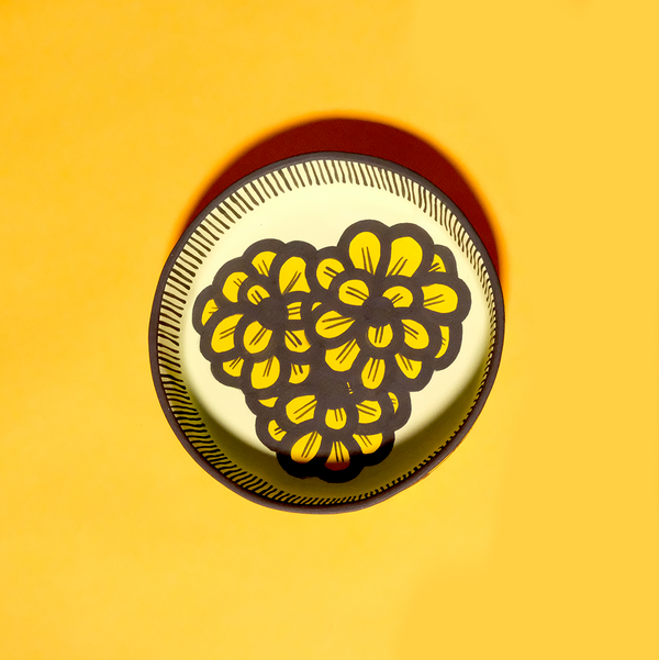 Ceramic Matte Catchall (yellow and green flower)