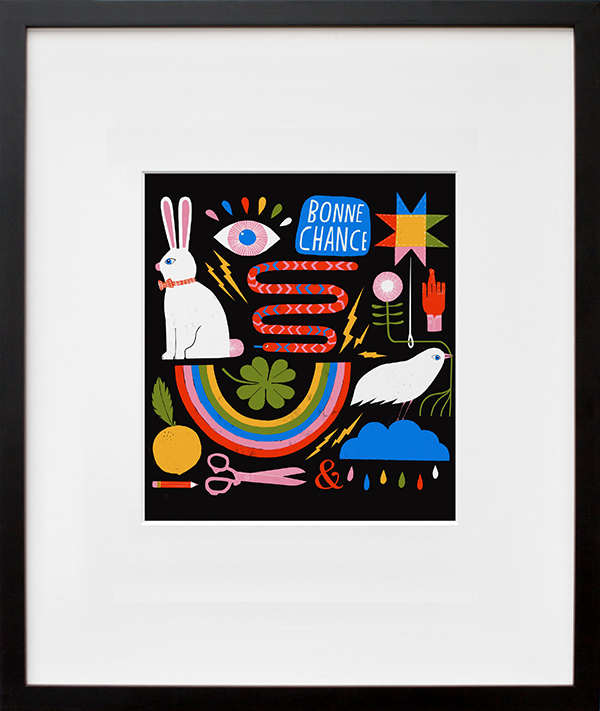 Bonne Chance in a black frame