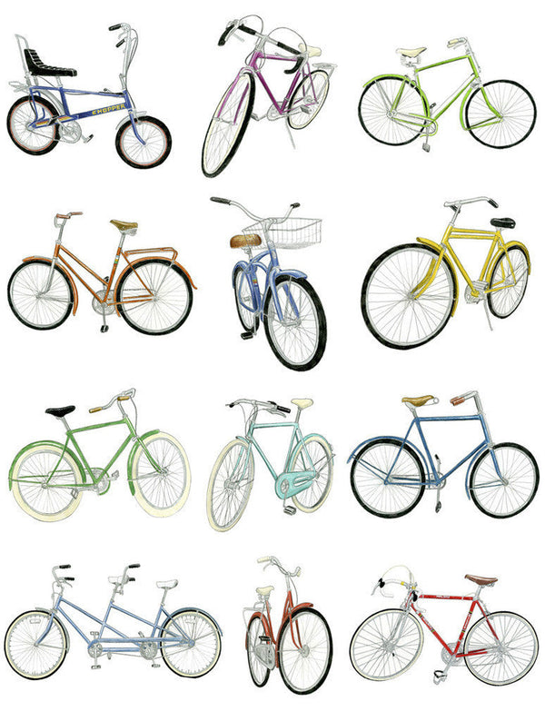 12 Bicycle Drawings (Final Sale)