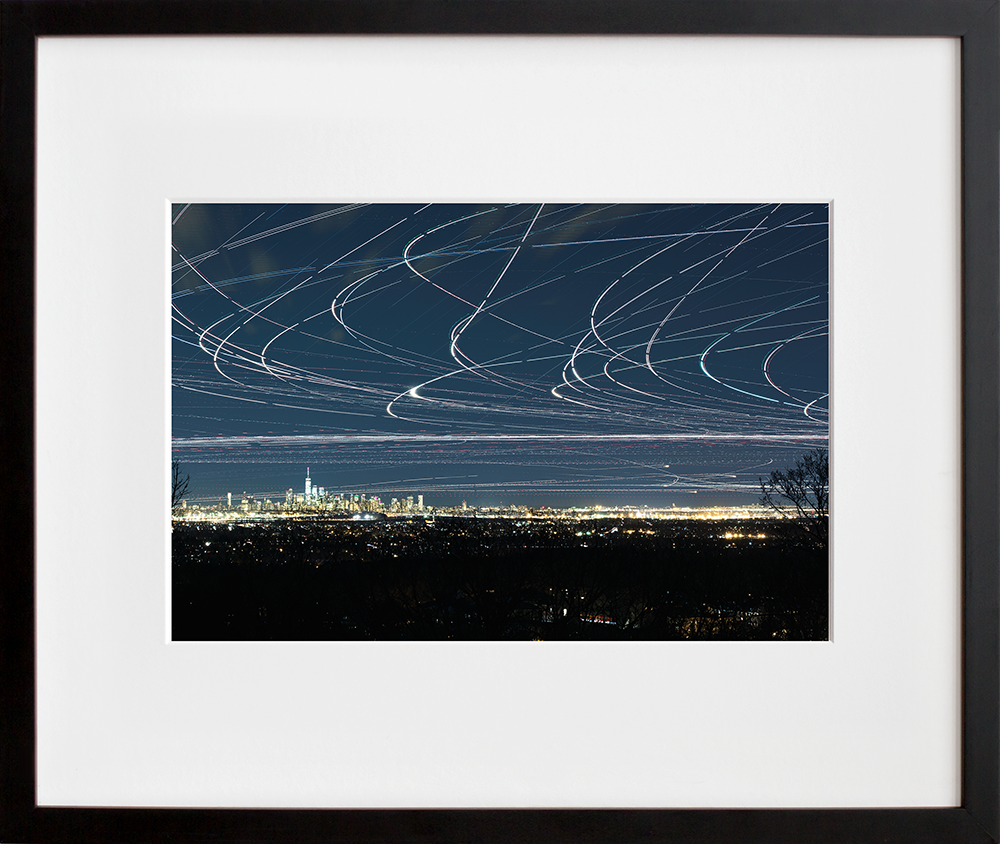 NYC Metro Air Traffic 3/18/18 in a black frame