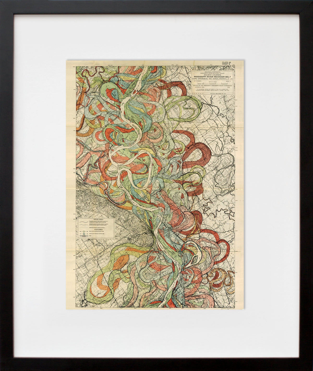 Plate 22, Sheet 6, Ancient Courses Mississippi River Meander Belt in a black frame