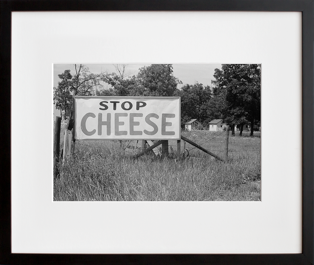 Signs on U.S. 41, Kenosha County, Wisconsin (Stop: Cheese) in a black frame